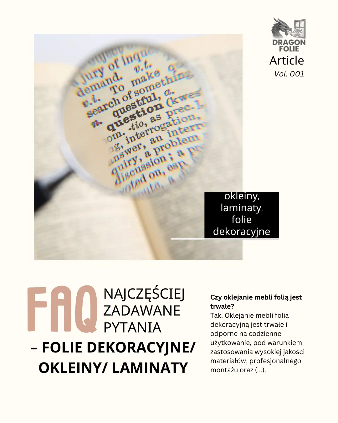 NAJCZĘŚCIEJ ZADAWANE PYTANIA (FAQ) – FOLIE DEKORACYJNE/ OKLEINY/ LAMINATY