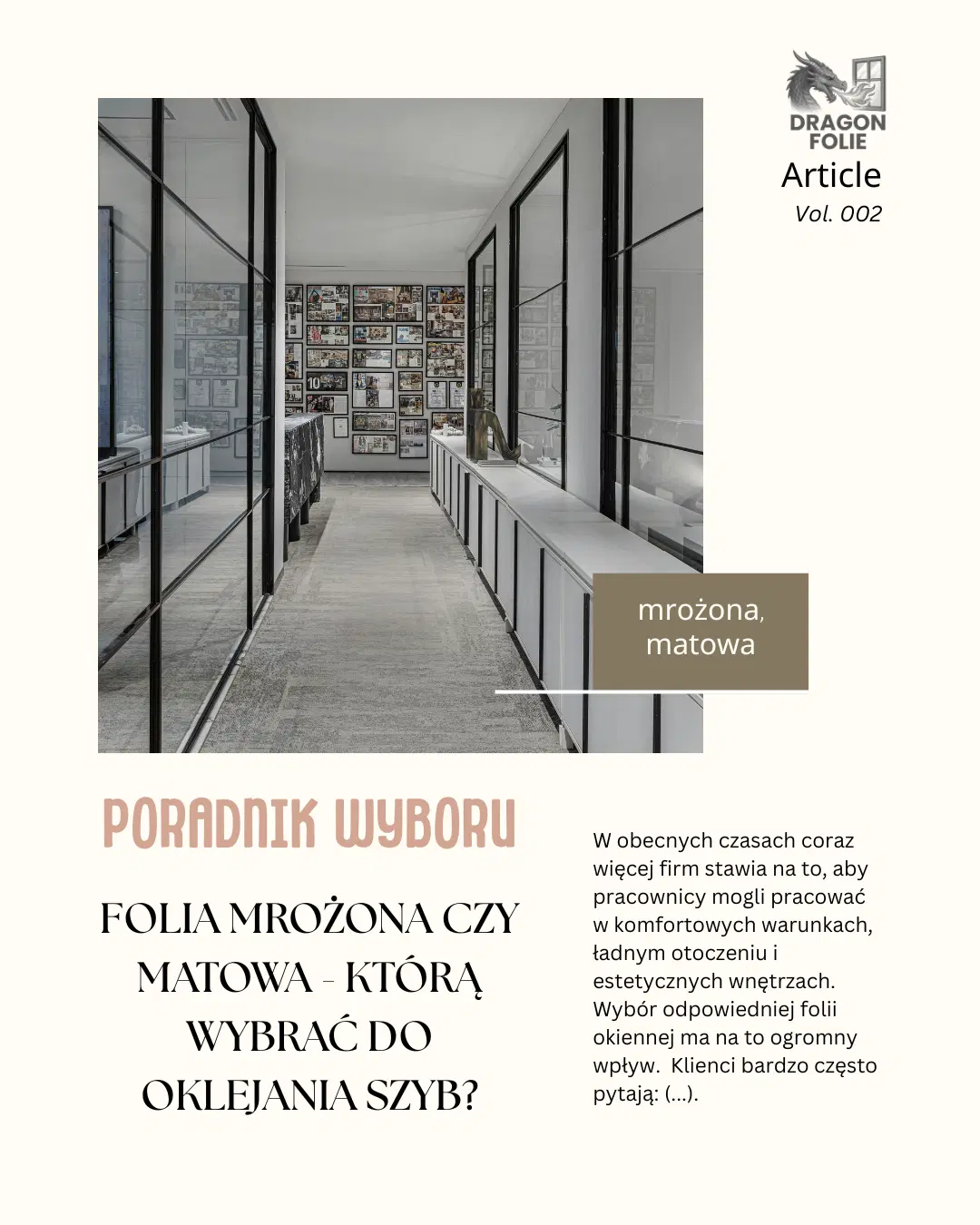 FOLIA MROŻONA CZY MATOWA - którą wybrać do oklejania szyb?